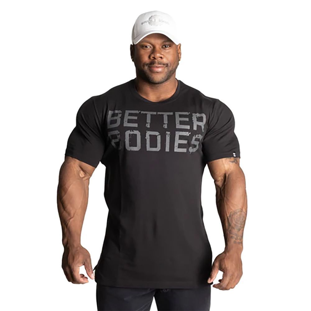 BETTER BODIES - BASIC TAPERED TEE - BLACK/GRAY - FÉRFI PÓLÓ - FEKETE/SZÜRKE