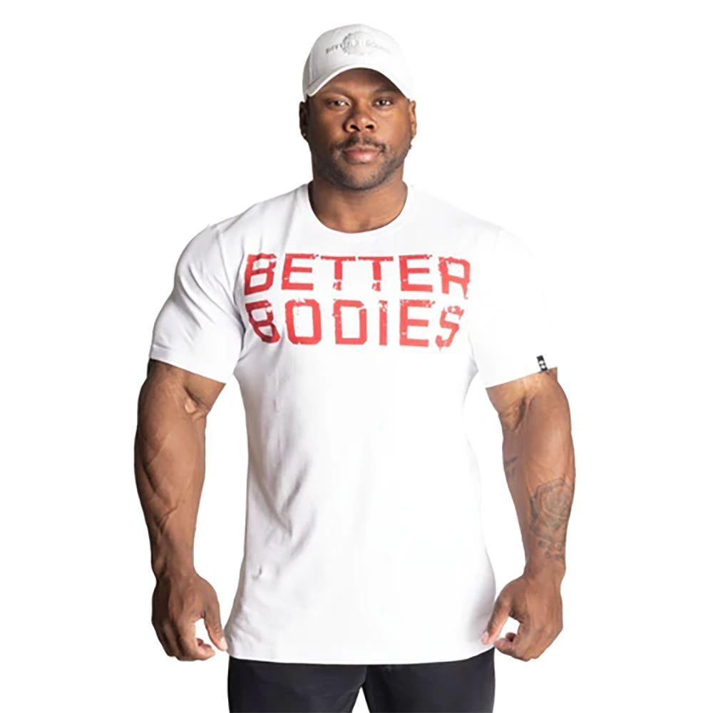 BETTER BODIES - BASIC TAPERED TEE - WHITE/RED - FÉRFI PÓLÓ - FEHÉR/PIROS