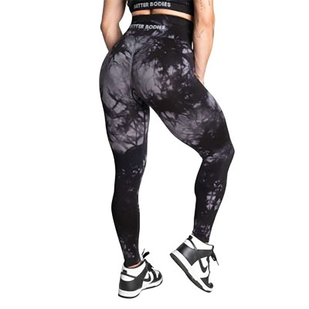 BETTER BODIES - ENTICE SCRUNCH LEGGINGS - BLACK TIE DYE - FEKETE