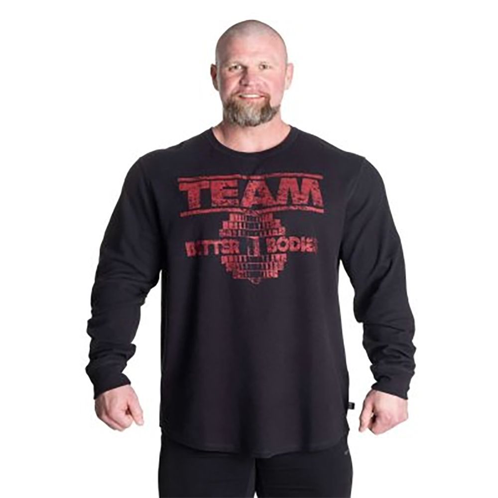 BETTER BODIES - THERMAL TEAM SWEATER - BLACK/RED - FÉRFI FELSŐ - FEKETE/PIROS