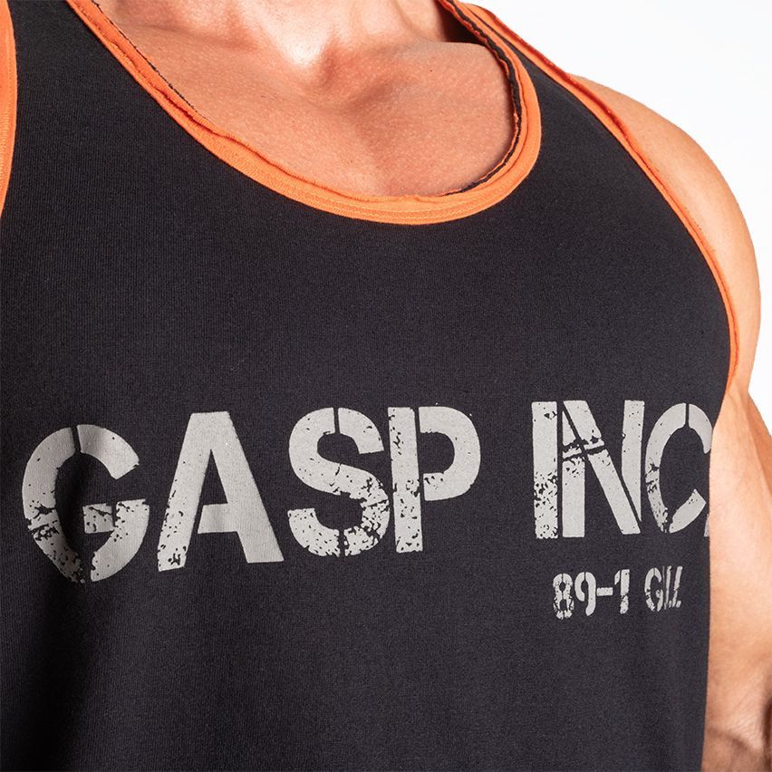 GASP INC - DIVISION JERSEY TANK - EDZŐTRIKÓ - FEKETE/NARANCS