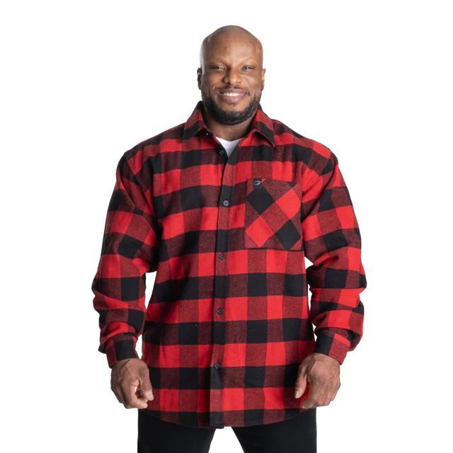 GASP INC - HEAVY FLANNEL SHIRT - FÉRFI HOSSZÚUJJÚ - PIROS/FEKETE