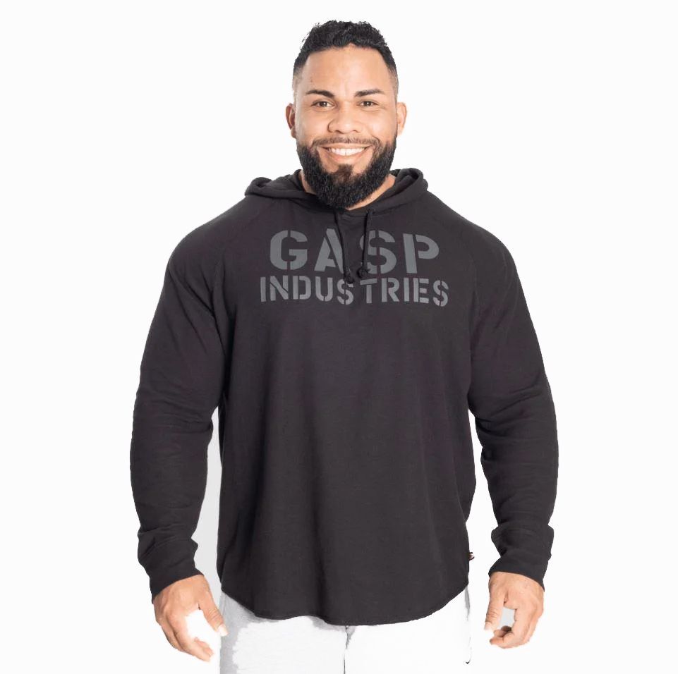 GASP INC - LONG SLEEVE THERMAL HOODIE - FÉRFI KAPUCNIS PULÓVER - FEKETE