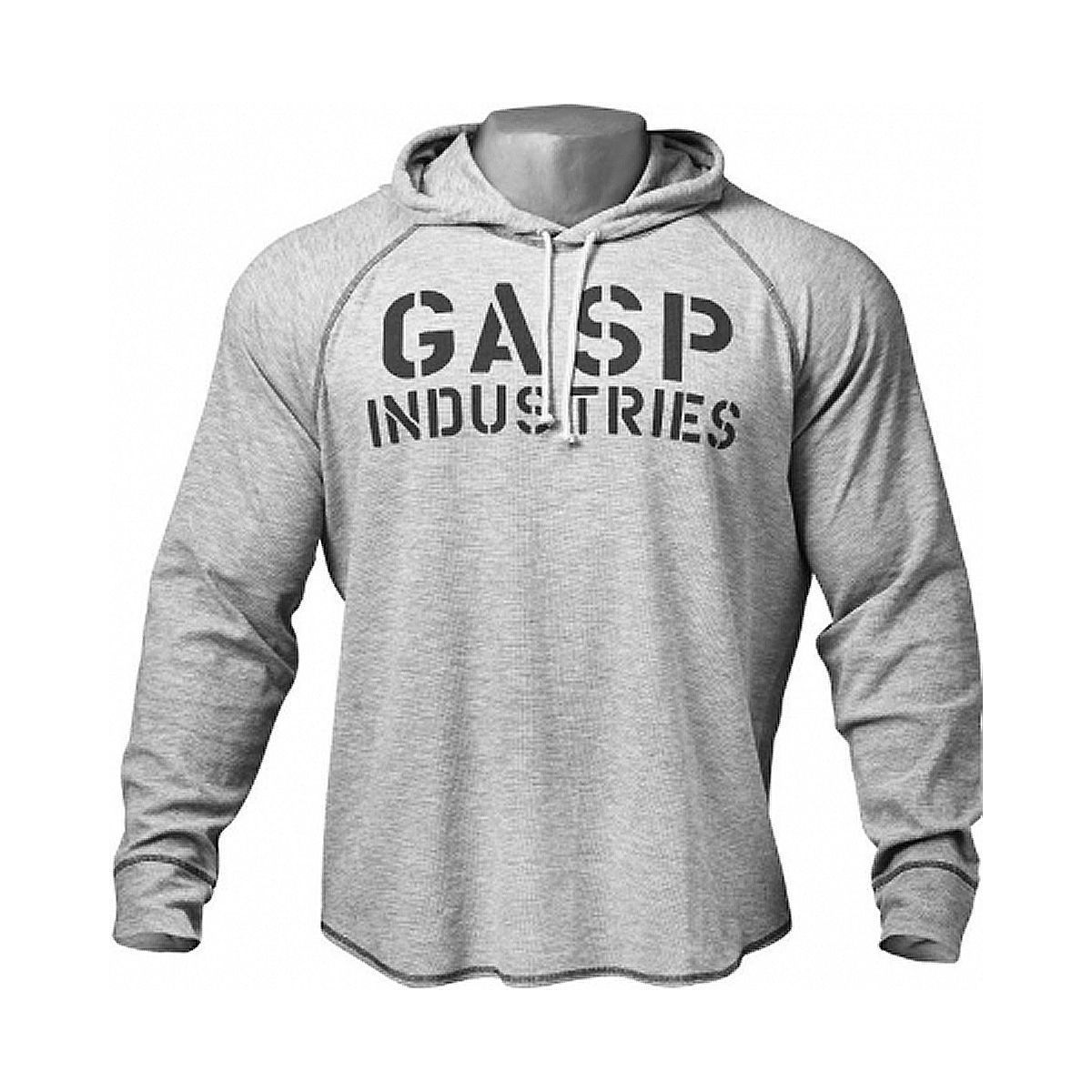 GASP INC - LONG SLEEVE THERMAL HOODIE - FÉRFI KAPUCNIS PULÓVER - VILÁGOSSZÜRKE