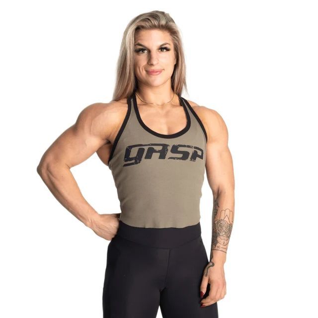 GASP INC - RIB CROP T-BACK - NŐI TRIKÓ - MOSOTT ZÖLD