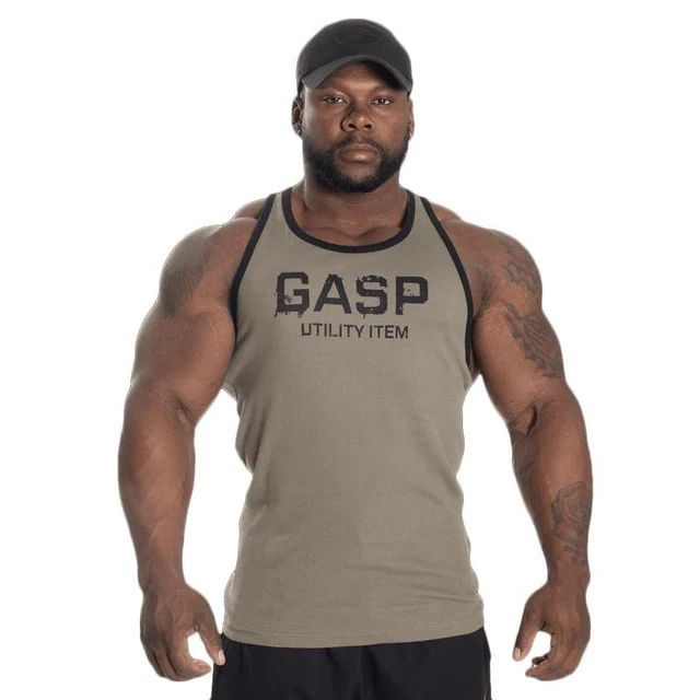 GASP INC - RIBBED T-BACK - EDZŐTRIKÓ - MOSOTT ZÖLD