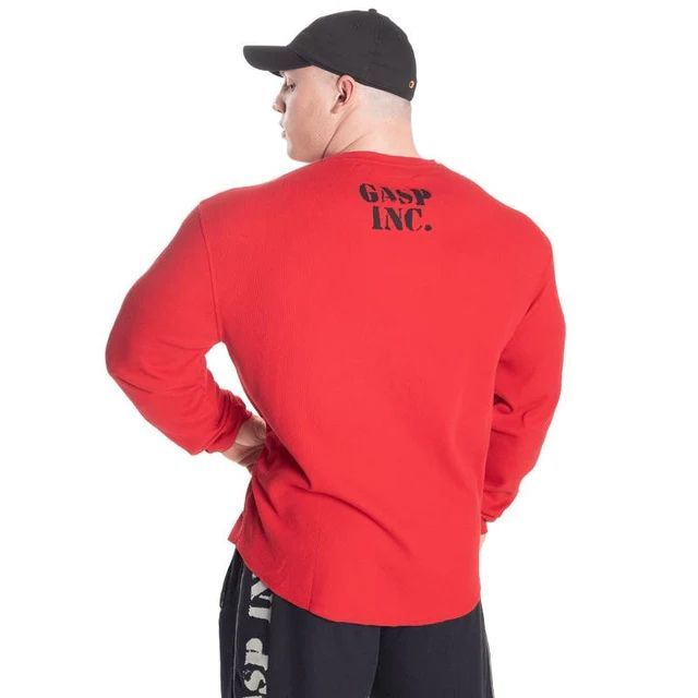 GASP INC - THERMAL GYM SWEATER - RED- FÉRFI EDZŐTERMI PULÓVER - PIROS