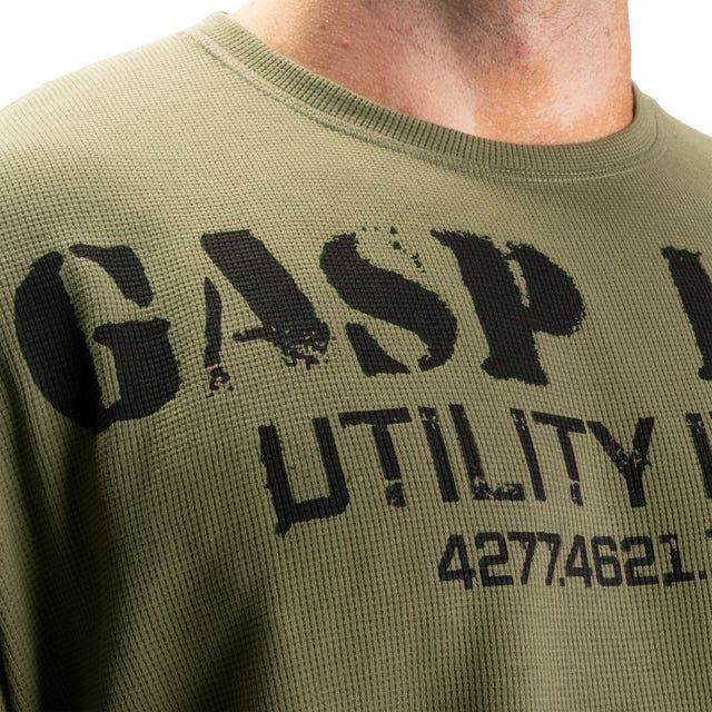 GASP INC - THERMAL GYM SWEATER - WASHED GREEN - FÉRFI EDZŐTERMI PULÓVER - MOSOTT ZÖLD