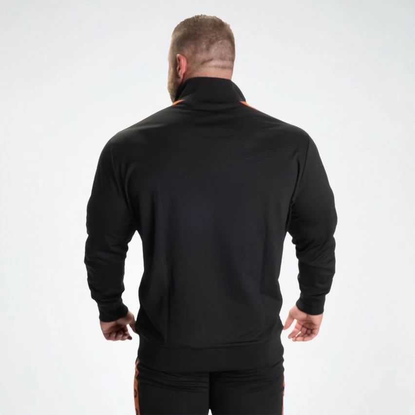 GASP INC - TRACK SUIT JACKET - RETRO MELEGÍTŐFELSŐ  - FEKETE/NARANCS