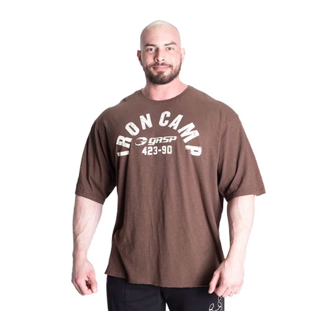GASP INC - THROWBACK IRON TEE - FÉRFI PÓLÓ - BARNA GASP INC - THROWBACK IRON TEE - FÉRFI PÓLÓ - BARNA