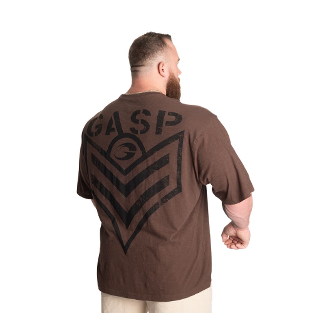 GASP INC - SLUB IRON TEE - FÉRFI PÓLÓ - MOSOTT BARNA GASP INC - SLUB IRON TEE - FÉRFI PÓLÓ - MOSOTT BARNA