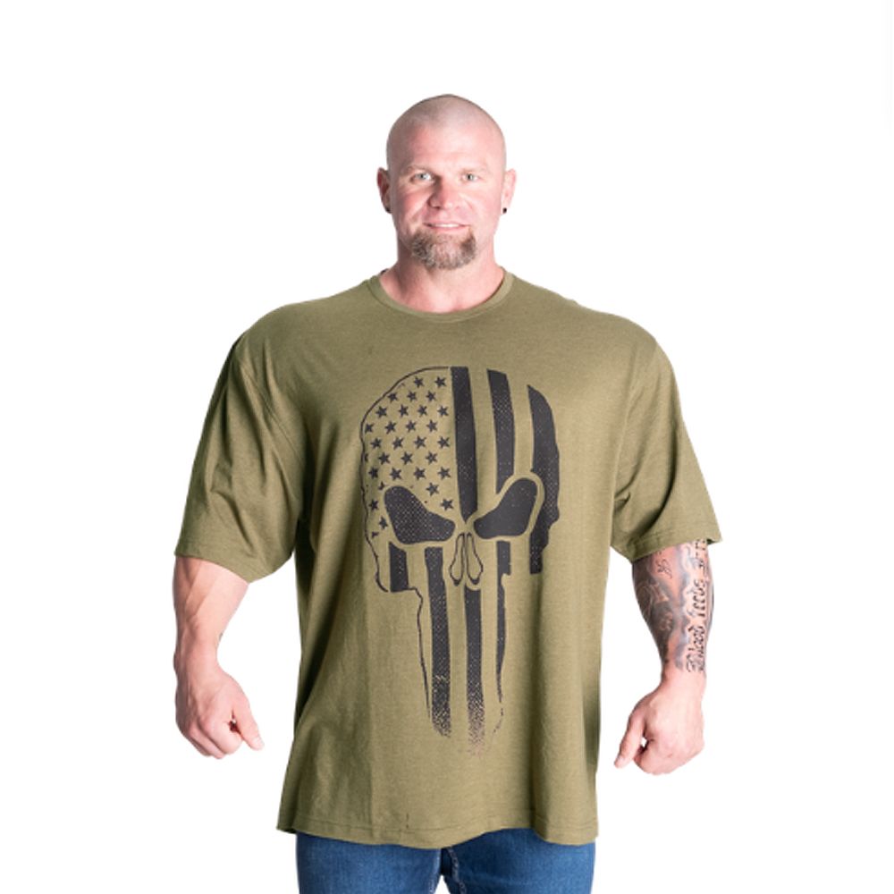 GASP INC - SKULL DIVISION IRON TEE - FÉRFI PÓLÓ - KATONA ZÖLD GASP INC - SKULL DIVISION IRON TEE - FÉRFI PÓLÓ - KATONA ZÖLD