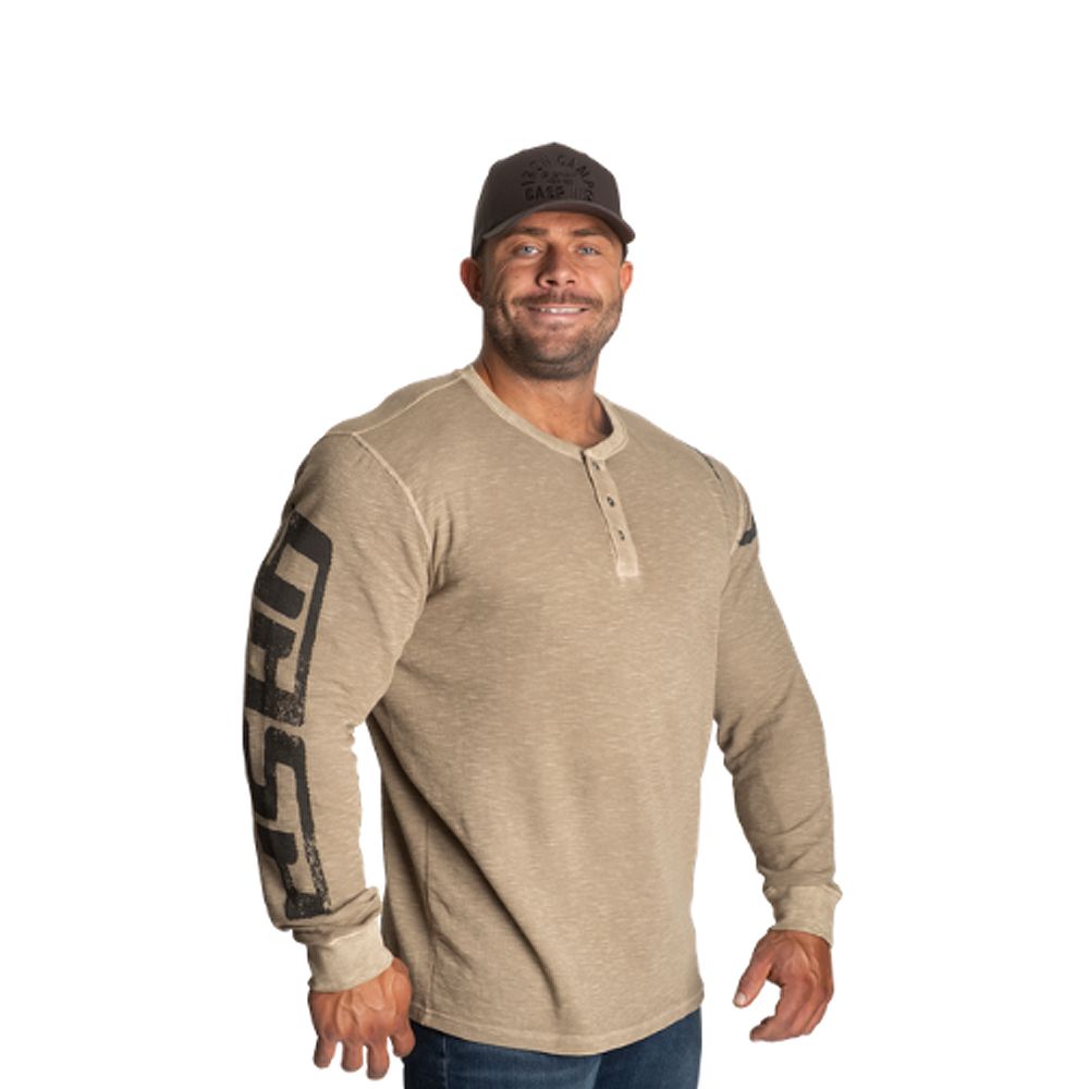 GASP INC - THERMAL HENLEY - FÉRFI HOSSZÚ UJJÚ FELSŐ - MOSOTT BÉZS GASP INC - THERMAL HENLEY - FÉRFI HOSSZÚ UJJÚ FELSŐ - MOSOTT BÉZS