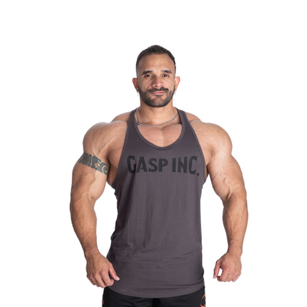 GASP INC - ESSENTIAL T-BACK - EDZŐTRIKÓ - SZÜRKE GASP INC - ESSENTIAL T-BACK - EDZŐTRIKÓ - SZÜRKE