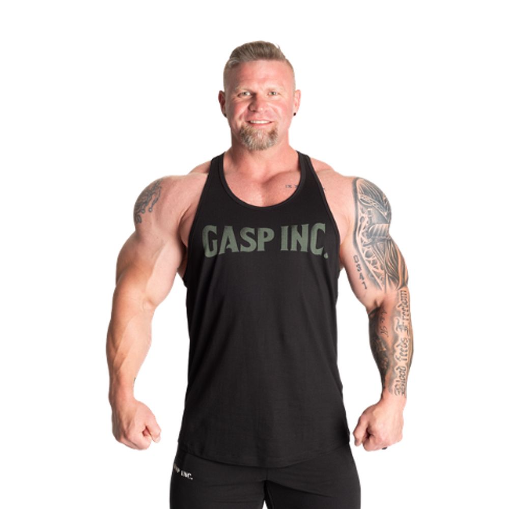 GASP INC - ESSENTIAL T-BACK - EDZŐTRIKÓ - FEKETE/ZÖLD GASP INC - ESSENTIAL T-BACK - EDZŐTRIKÓ - FEKETE/ZÖLD