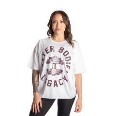 BETTER BODIES - LEGACY OVERSIZED TEE - NŐI PÓLÓ - FEHÉR/BORDÓ
