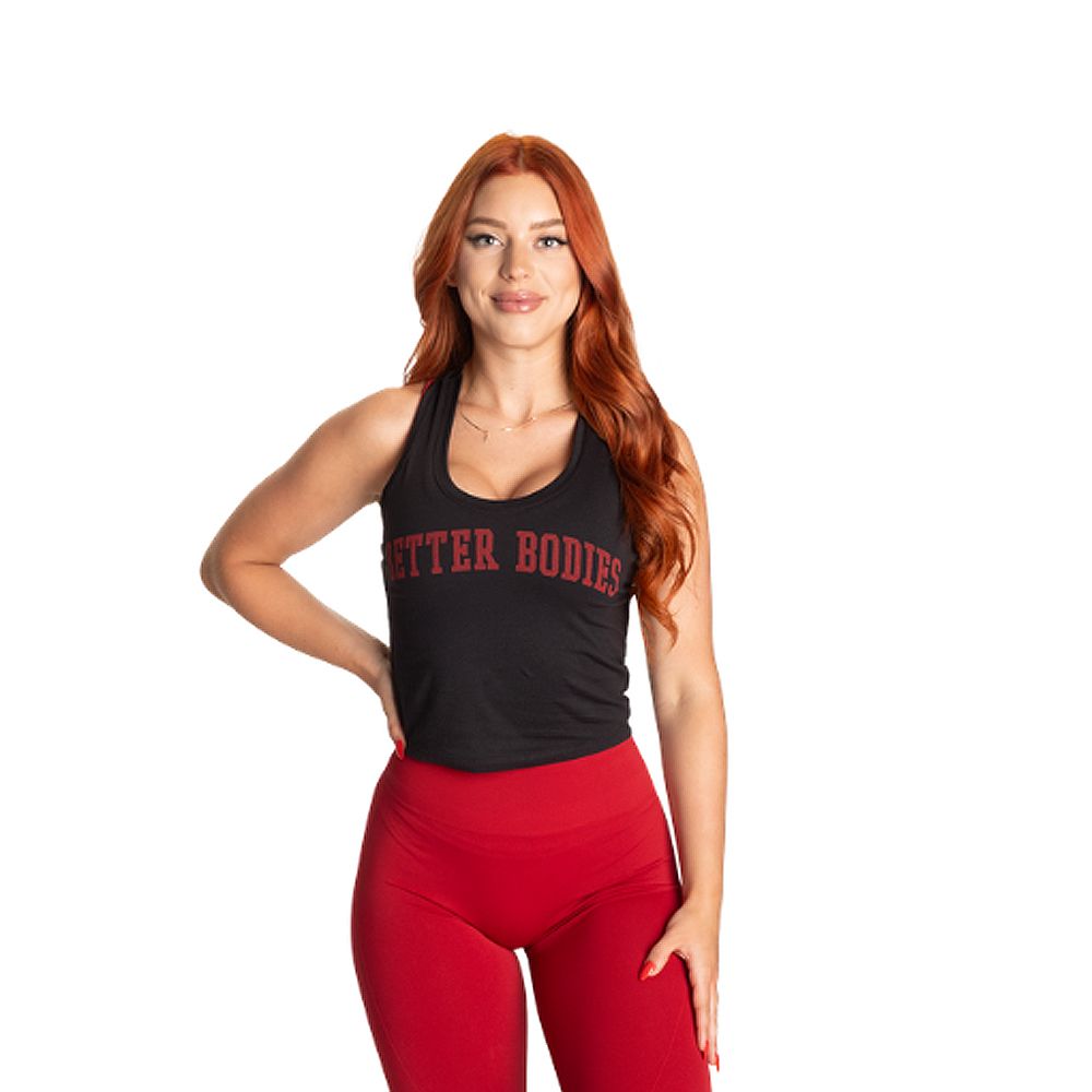 BETTER BODIES - CROP T-BACK - NŐI TRIKÓ - FEKETE/PIROS BETTER BODIES - CROP T-BACK - NŐI TRIKÓ - FEKETE/PIROS
