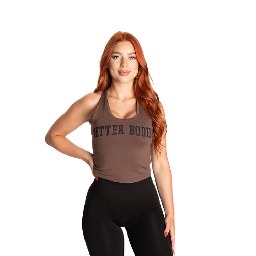 BETTER BODIES - CROP T-BACK - NŐI TRIKÓ - BARNA BETTER BODIES - CROP T-BACK - NŐI TRIKÓ - BARNA
