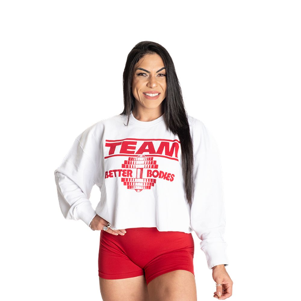 BETTER BODIES - HIGHBRIDGE SWEATER - FEHÉR/PIROS BETTER BODIES - HIGHBRIDGE SWEATER - FEHÉR/PIROS