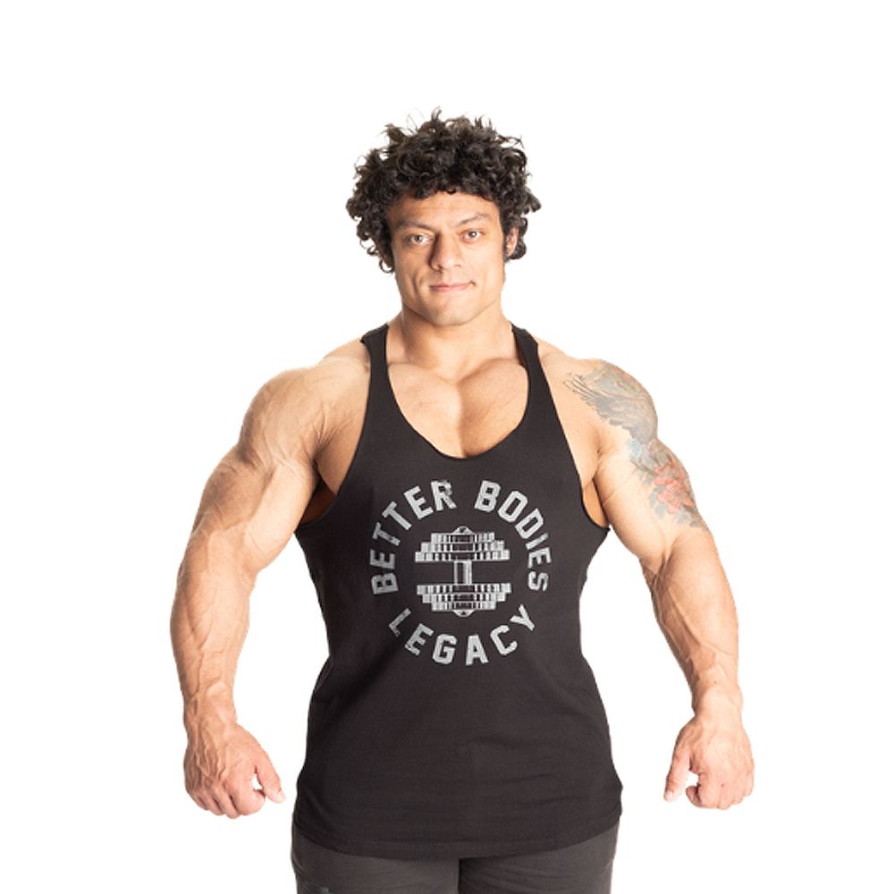 BETTER BODIES - LEGACY ORIGINAL STRINGER - FÉRFI TRIKÓ - FEKETE/SZÜRKE BETTER BODIES - LEGACY ORIGINAL STRINGER - FÉRFI TRIKÓ - FEKETE/SZÜRKE