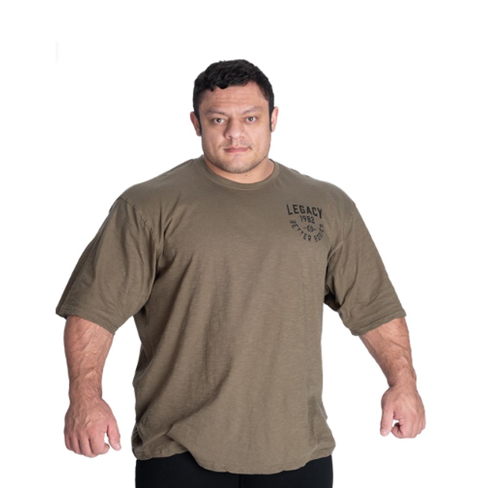BETTER BODIES - LEGACY SLUB IRON TEE - FÉRFI PÓLÓ - MOSOTT ZÖLD BETTER BODIES - LEGACY SLUB IRON TEE - FÉRFI PÓLÓ - MOSOTT ZÖLD