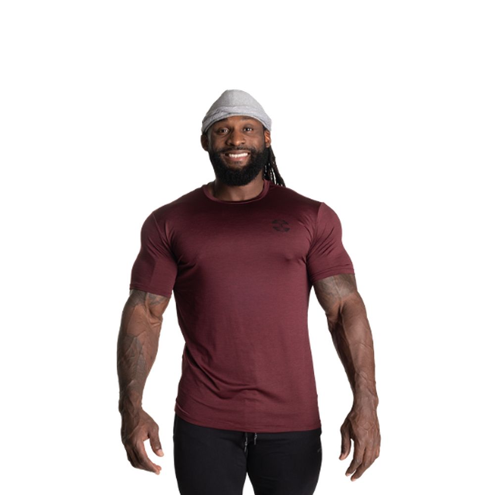 BETTER BODIES - ESSEX STRIPE TEE - FÉRFI PÓLÓ - BORDÓ BETTER BODIES - ESSEX STRIPE TEE - FÉRFI PÓLÓ - BORDÓ