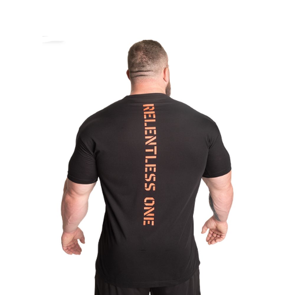 BETTER BODIES - RELENTLESS ONE TEE - FÉRFI PÓLÓ - FEKETE/NARANCS BETTER BODIES - RELENTLESS ONE TEE - FÉRFI PÓLÓ - FEKETE/NARANCS