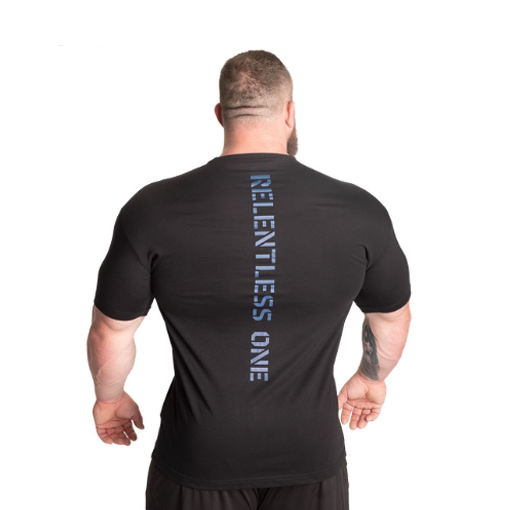 BETTER BODIES - RELENTLESS ONE TEE - FÉRFI PÓLÓ - FEKETE/KÉK BETTER BODIES - RELENTLESS ONE TEE - FÉRFI PÓLÓ - FEKETE/KÉK