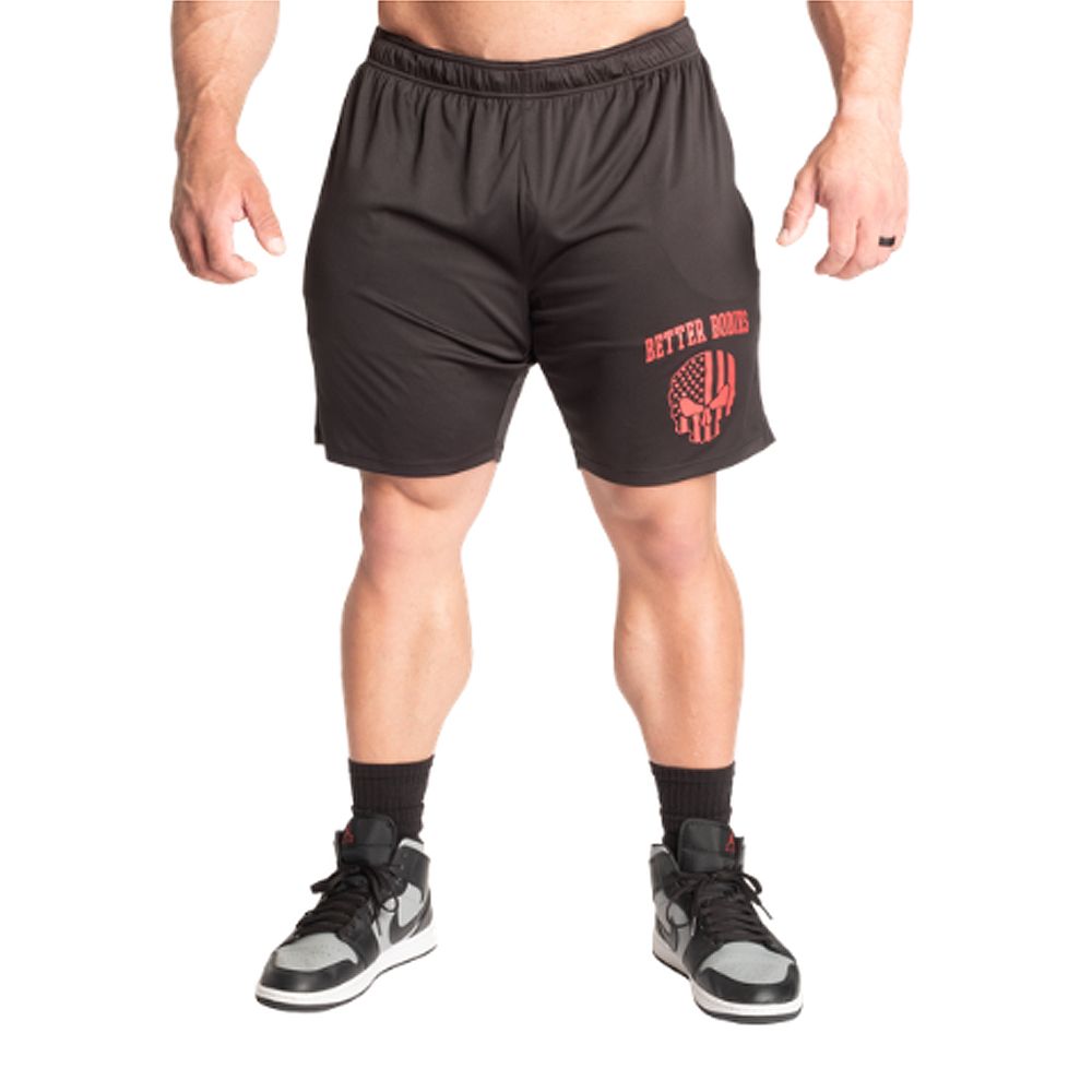 BETTER BODIES - SKULL FUNCTION SHORT - FÉRFI RÖVIDNADRÁG - FEKETE/PIROS BETTER BODIES - SKULL FUNCTION SHORT - FÉRFI RÖVIDNADRÁG - FEKETE/PIROS