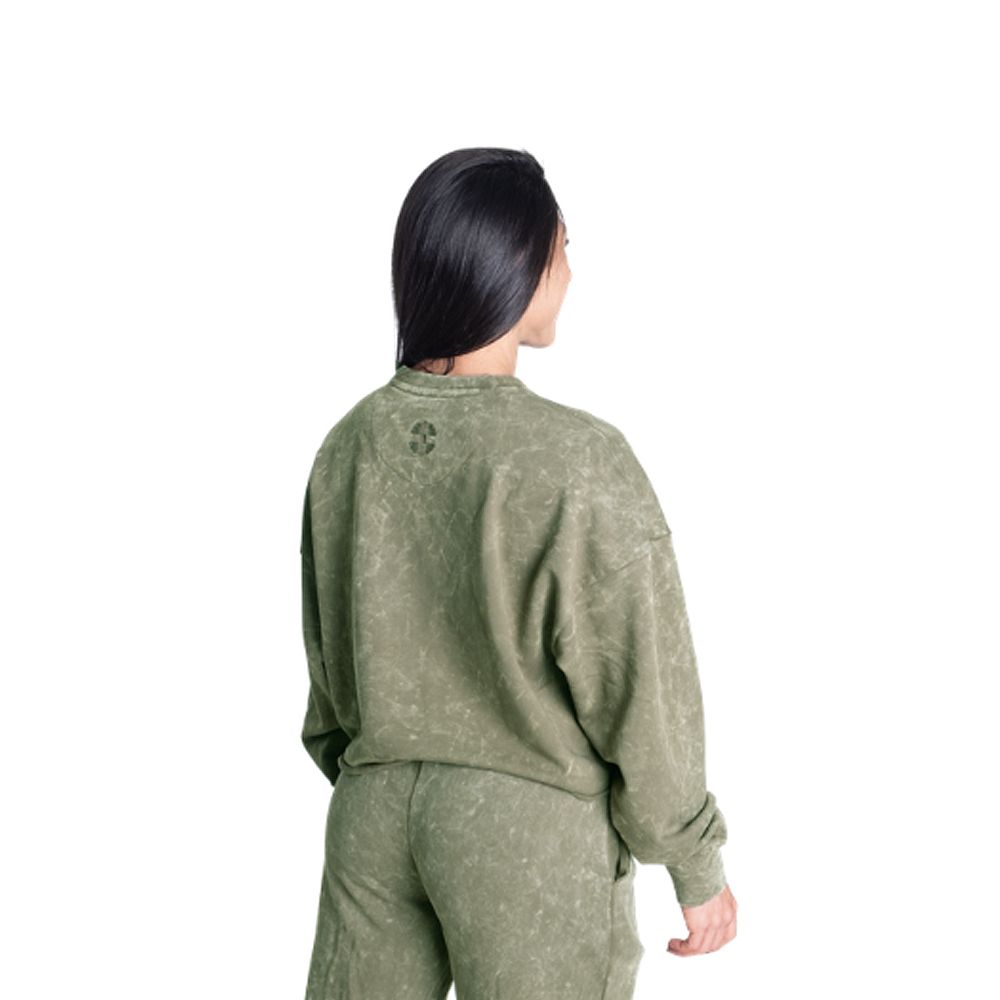 BETTER BODIES - ACID WASHED SWEATER - NŐI PULÓVER - MOSOTT ZÖLD BETTER BODIES - ACID WASHED SWEATER - NŐI PULÓVER - MOSOTT ZÖLD
