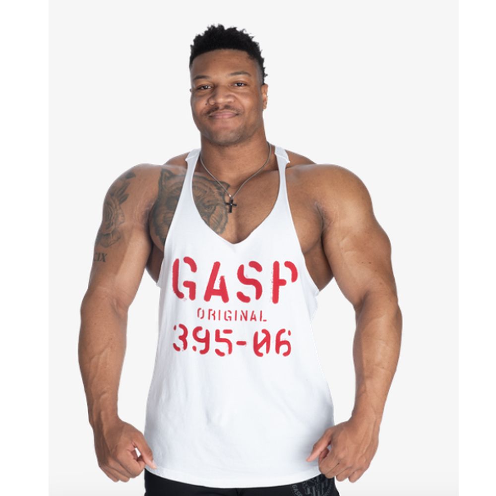 GASP INC - ORIGINAL STRINGER - FÉRFI EDZŐTRIKÓ - FEHÉR/PIROS GASP INC - ORIGINAL STRINGER - FÉRFI EDZŐTRIKÓ - FEHÉR/PIROS