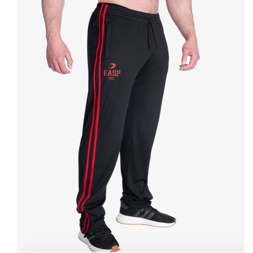 GASP INC - 2 STRIPE ST MESH PANT - FÉRFI HOSSZÚNADRÁG - FEKETE/PIROS GASP INC - 2 STRIPE ST MESH PANT - FÉRFI HOSSZÚNADRÁG - FEKETE/PIROS